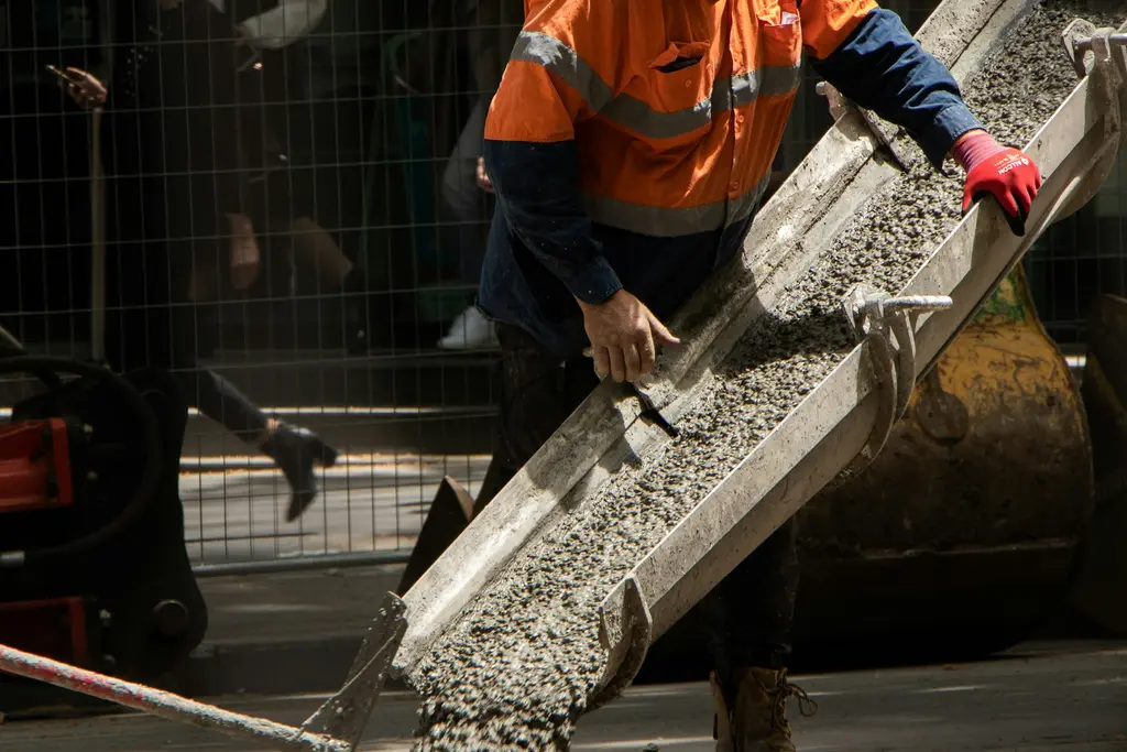 Concrete pouring from a truck chute
